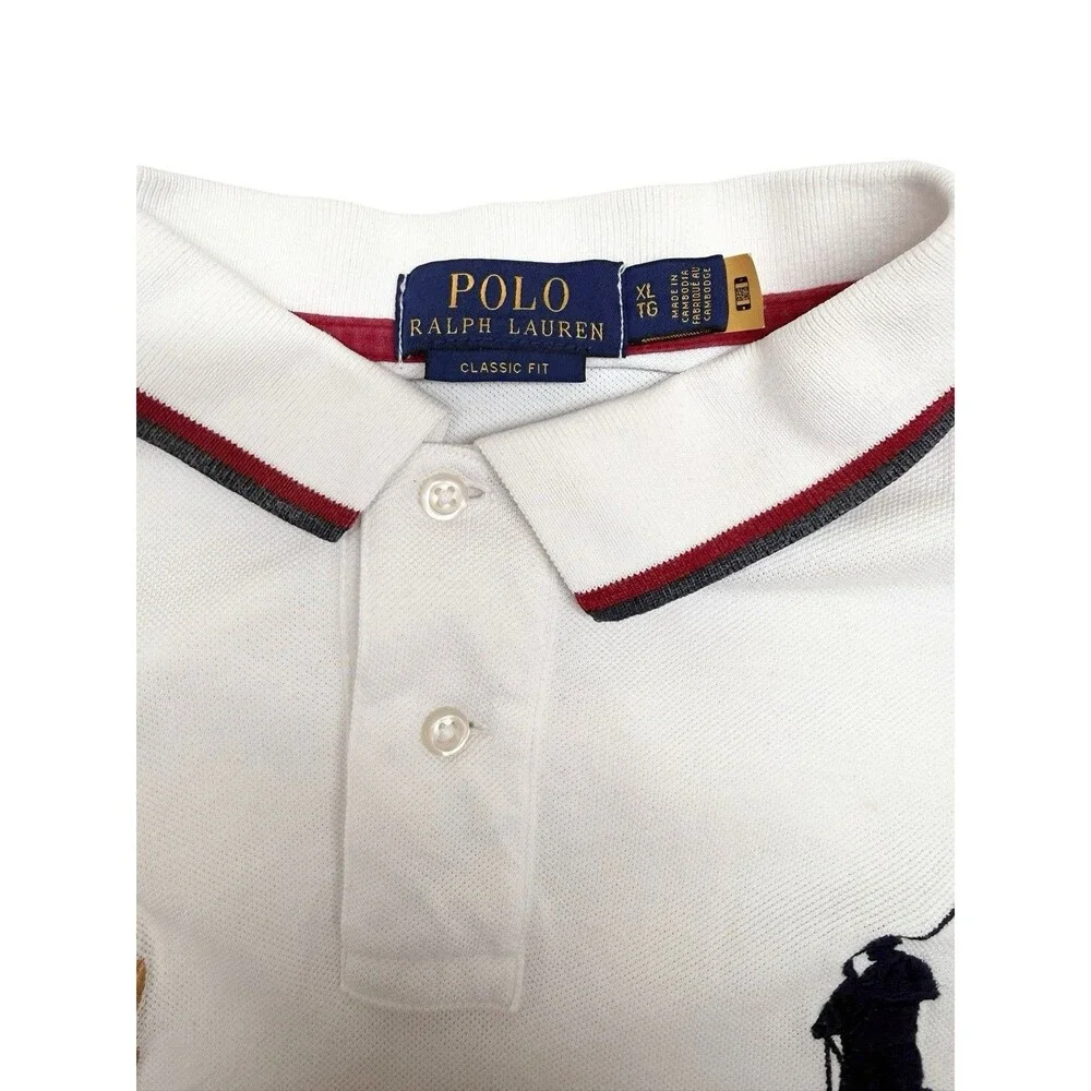 Polo Ralph Lauren Big Pony USA Crest Polo Shirt Men’s XL White Classic Fit